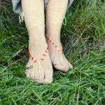 Barefoot Sandals Orange Cream Crochet Bottomless..